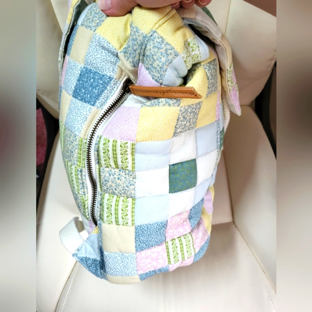 Patchwork Quilted Multicolor Women's Backpack - Picture 3 of 12